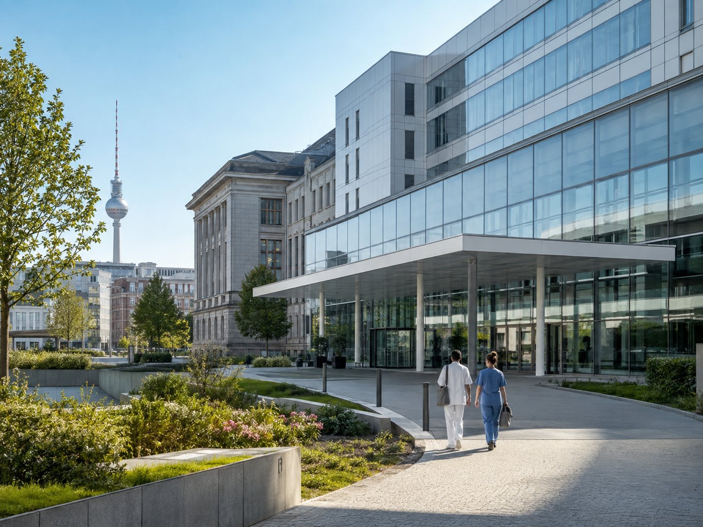Modern university hospital campus in Berlin, Germany